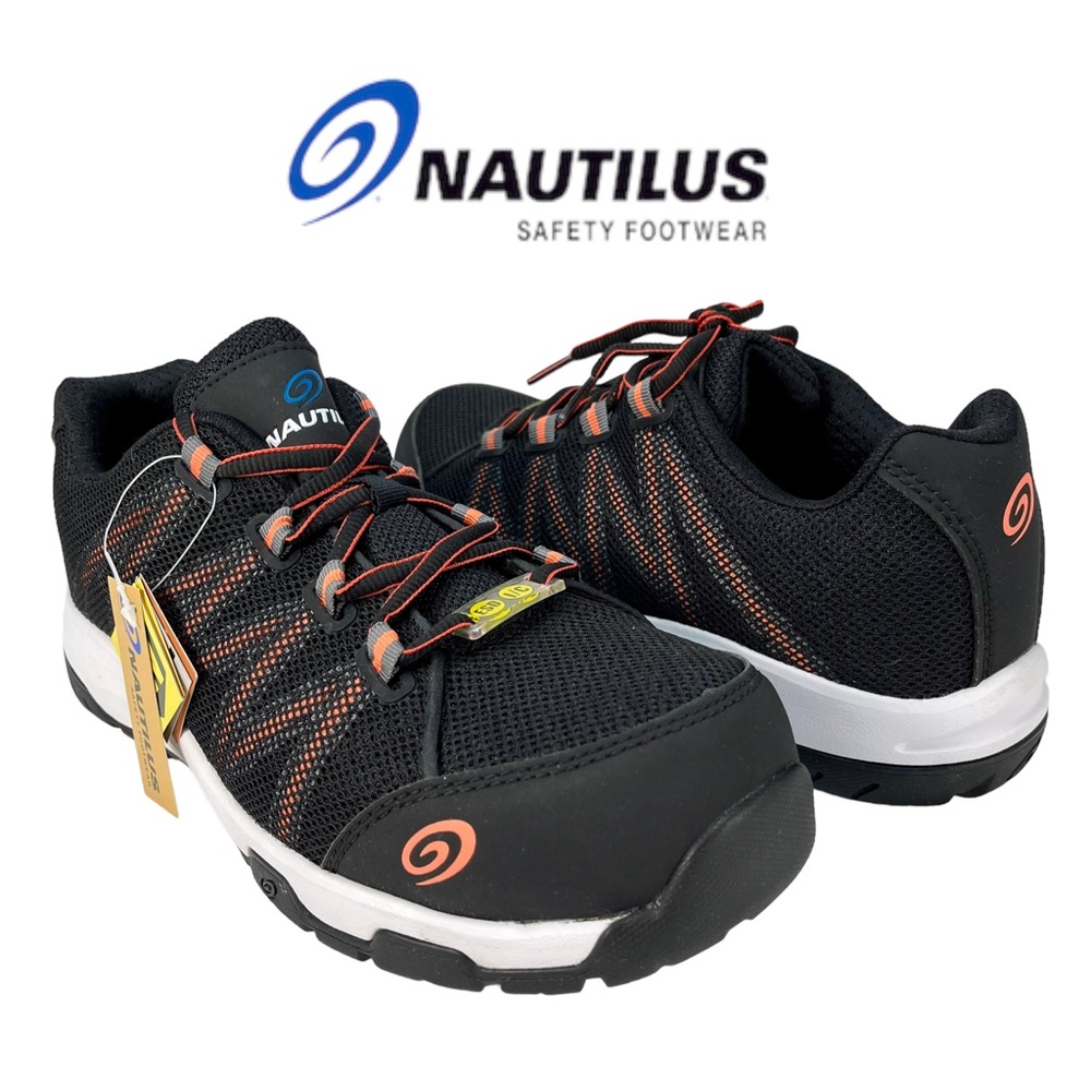 Nautilus Women’s 10 Safety Work‎ Shoes Black Orange Composite Toe